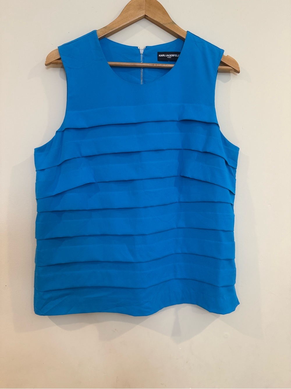 Karl Lagerfeld Bright Blue Tiered Sleeveless Blouse